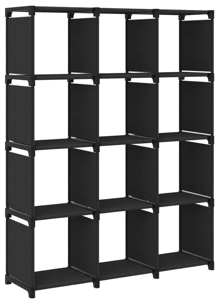 vidaXL Raft expunere, 12 cuburi, negru, 103x30x141 cm, material textil