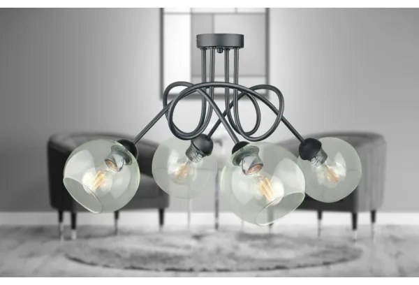 Lustră aplicată EVIE 4xE27/60W/230V antracit/transparent