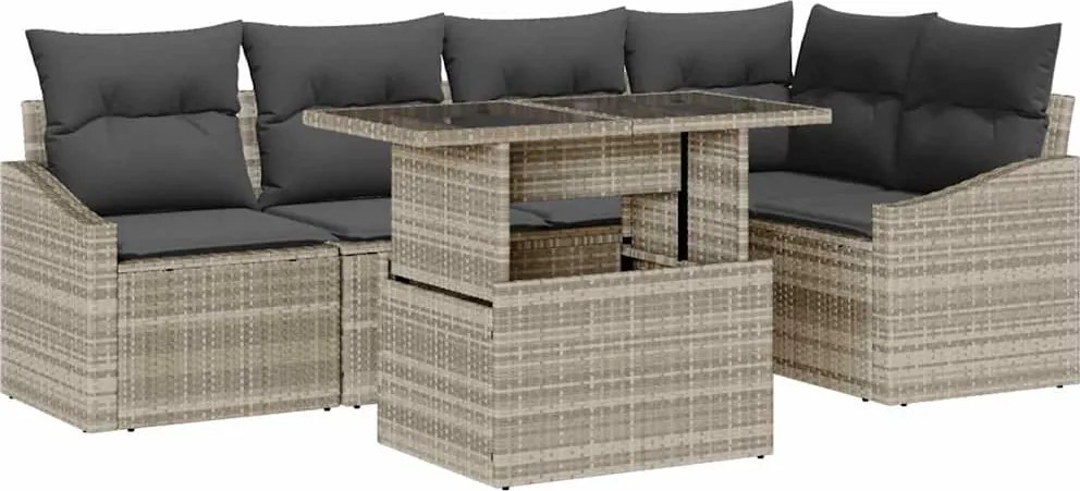 vidaXL Set de canapele pentru grădină cu pernă 6 pcs Gri deschis