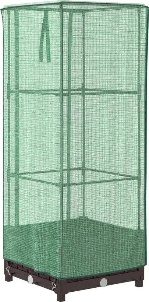 vidaXL Strat înălțat cu husă de seră, aspect ratan, 40x40x123 cm