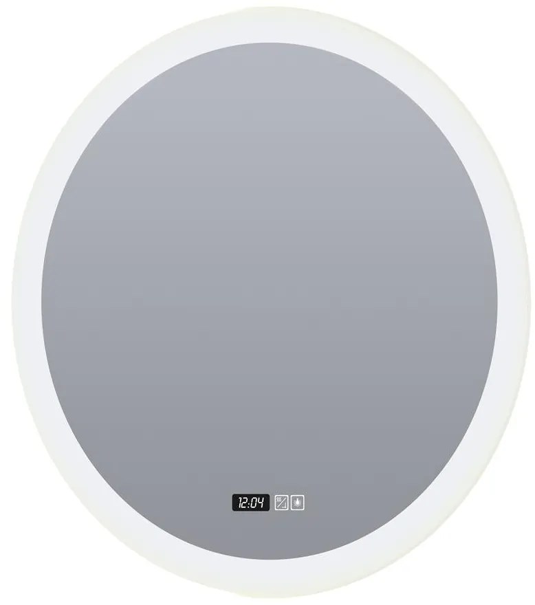 Oglinda baie cu iluminat LED, ceas digital si dezaburire Round, 60cm
