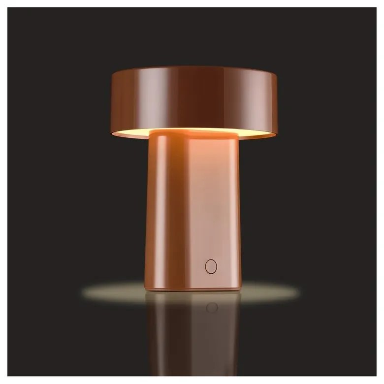 Veioză maro coniac LED din plastic (înălțime 18 cm) Oblong – Zone