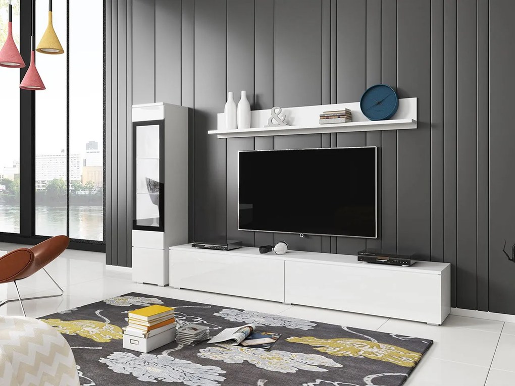Mobilier living Selwyn I (Alb + Alb lucios ) (fără iluminat). 1054027