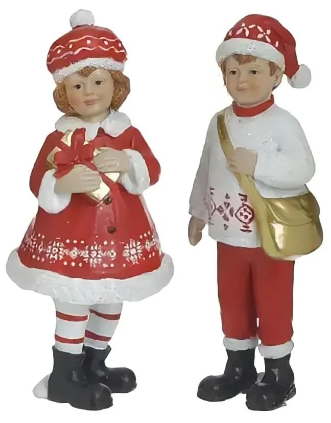 Set 2 figurine din rasina Xmas White Red 9 cm x 20 cm