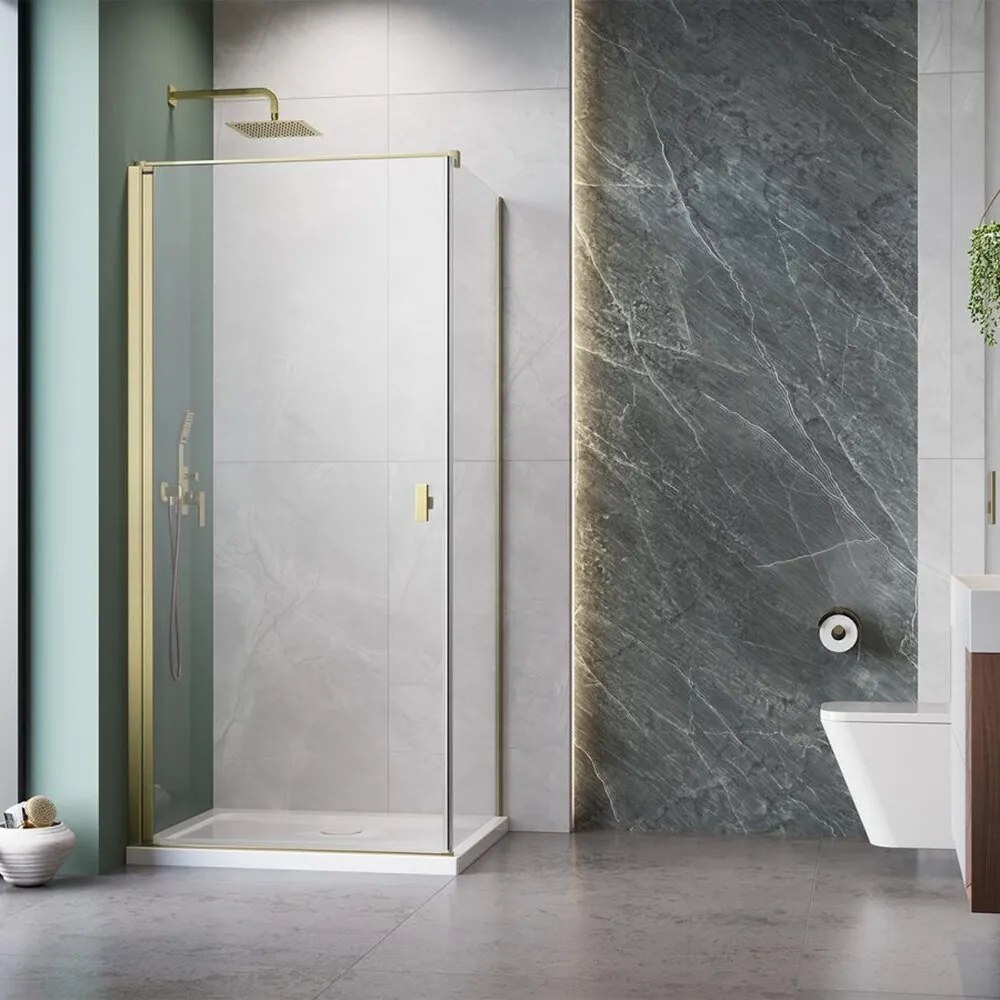 Usa de nisa batanta Radaway Nes KDJ I 80 cm sticla 6 mm auriu periat-transparent deschidere stanga