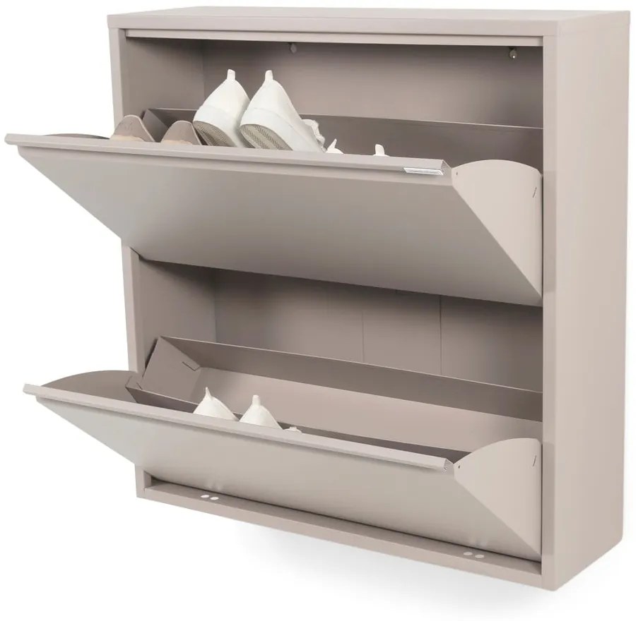 Pantofar taupe cu deschidere înclinată din metal 75x77,5x22,5 cm Billy – Spinder Design