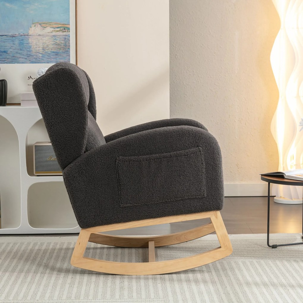 Scaun balansoar modern cu husă din material Teddy, Gri închis | Aosom Romania