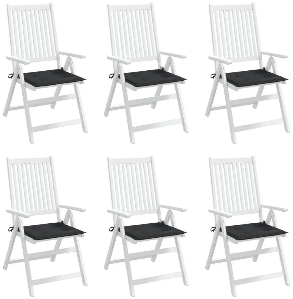Perne scaun de gradina, 6 buc., negru, 40x40x3 cm, textil 6, Negru, 40 x 40 x 3 cm