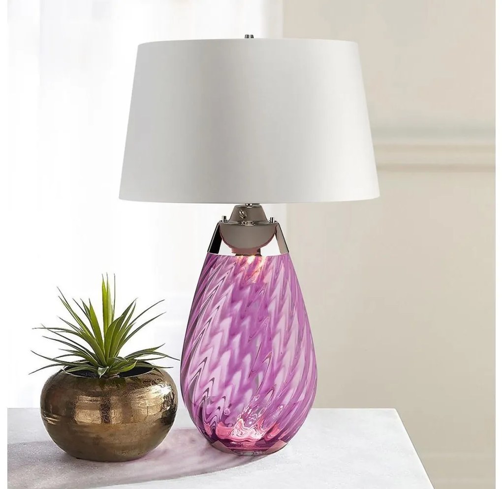 Lampă LED de masă Elstead LENA-TL-L-PLUM-OWSS LENA 1xE27/40W/230V 74 cm roz/alb