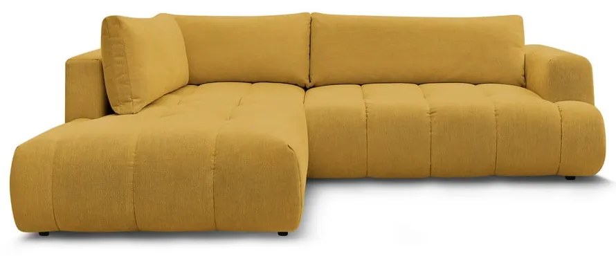 Colțar galben muștar extensibil/cu spațiu de depozitare (cu colț pe partea stângă/în formă de ”L”) Fuji – Bobochic Paris