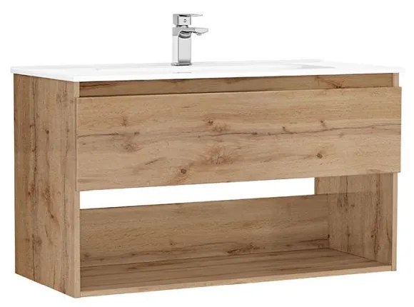 MOBILIER DAILY 100X46X56.5 STEJAR RUSTIC,1 SERTAR+RAFT,CU LAVOAR Stejar, 1000x460 mm