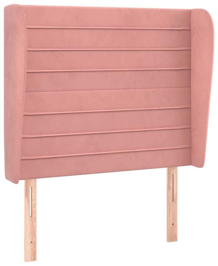 3118131 vidaXL Tăblie de pat cu aripioare, roz, 83x23x118/128 cm, catifea