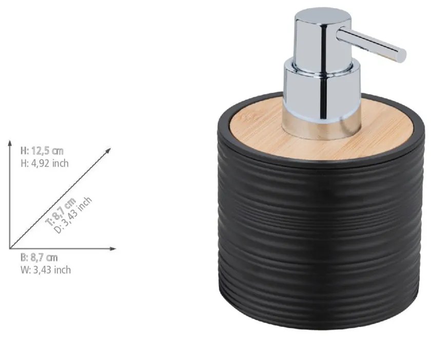 Dozator de săpun lichid negru din plastic 350 ml Lyon – Allstar