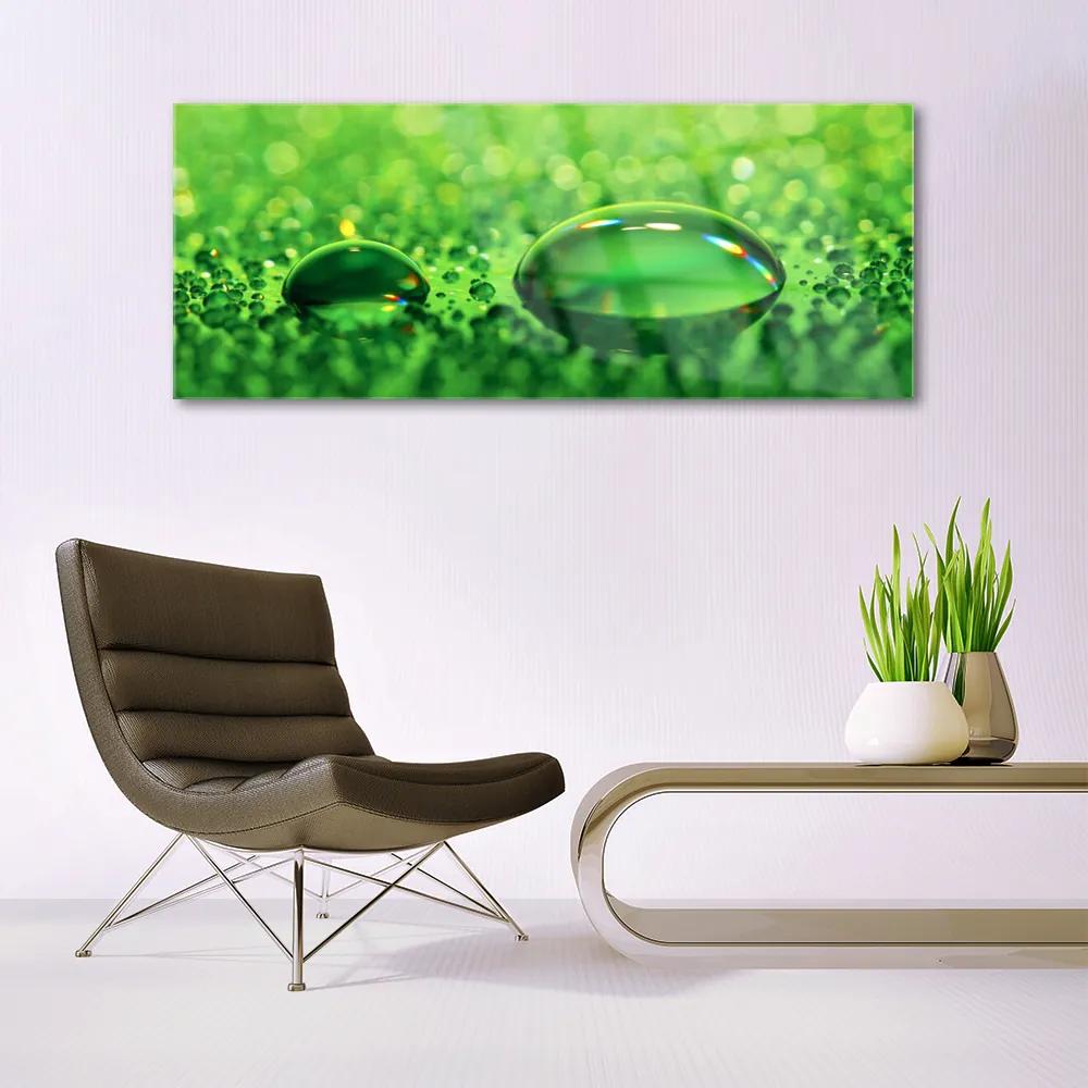 Tablou pe sticla Waterdrop Art Green