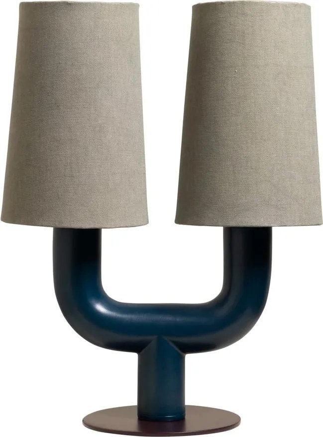 Lampa de masa, cu abajur din bumbac, Twins