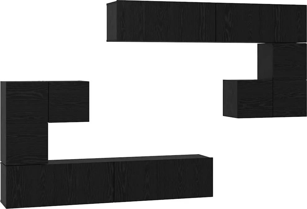 vidaXL Unități TV Pe perete 4 pcs Stejar Negru Lemn compozit