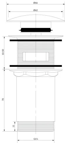 Ventil de lavoar OMNIRES A706BM CLICK-CLACK d. 6,6 cm alb mat