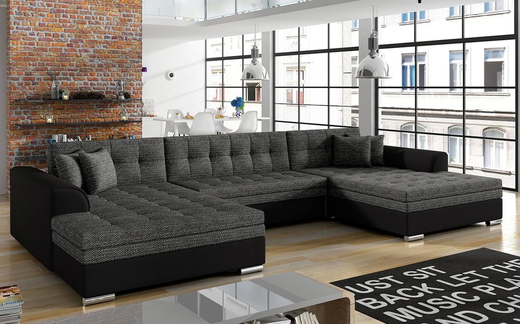 Colțar lemn masiv extensibil Vento Personalizabil, 359 × 165 × 87 cm - Soft 17 - piele alba