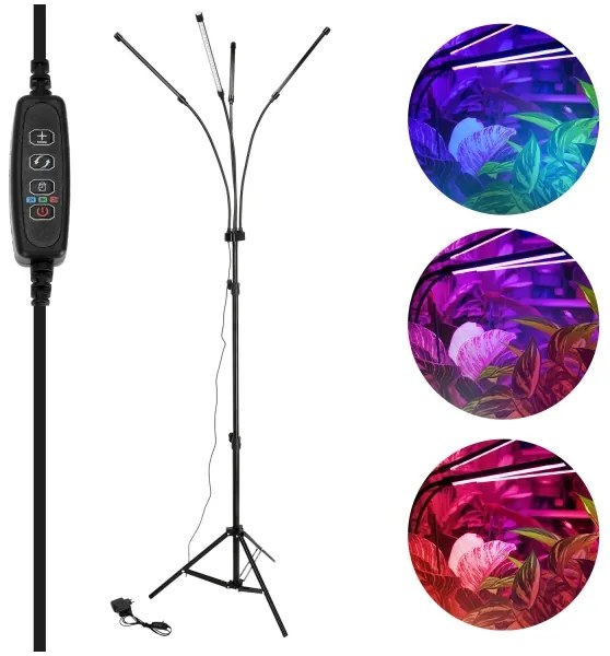 Lampadar LED dimabil pentru creșterea plantelor VITARO 4xLED/7,5W/230V negru