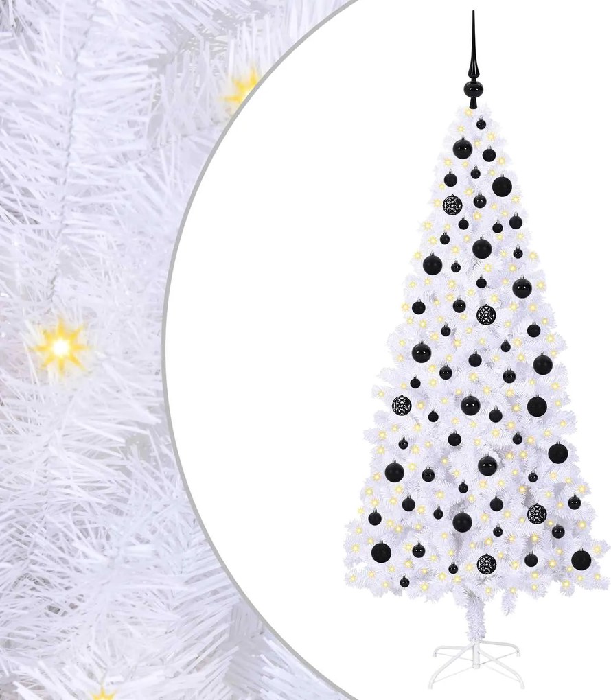 vidaXL Brad de Crăciun artificial cu 300 LED Alb 180 cm PVC și Oțel