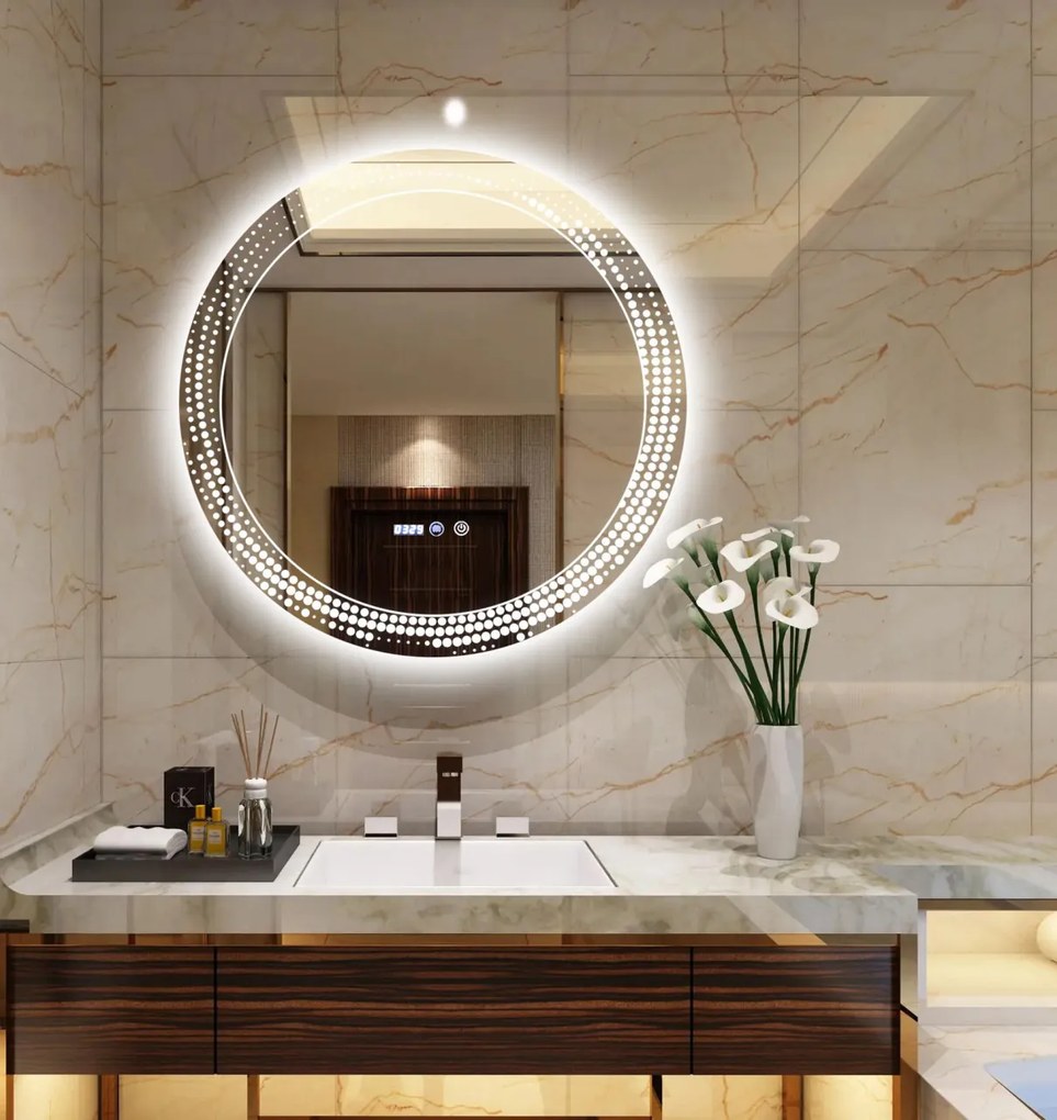Oglindă Baie LED și Dezaburire Elit's Premium cu Senzor Touch, Lumina Rece, Caldă și Neutră, 70 cm 175