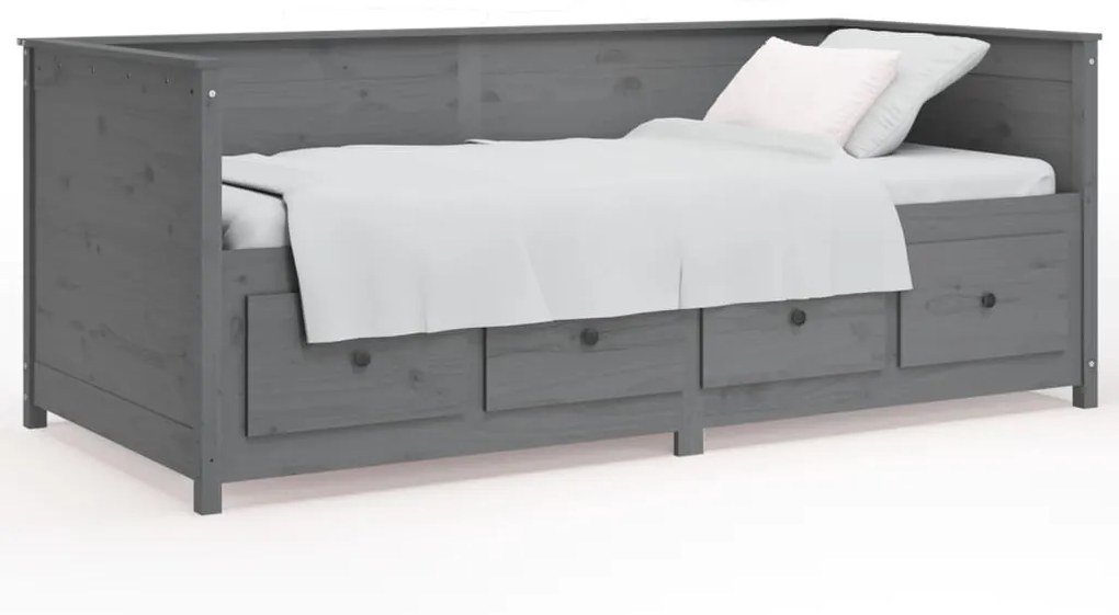 820918 vidaXL Pat de zi, gri, 75x190 cm, lemn masiv de pin
