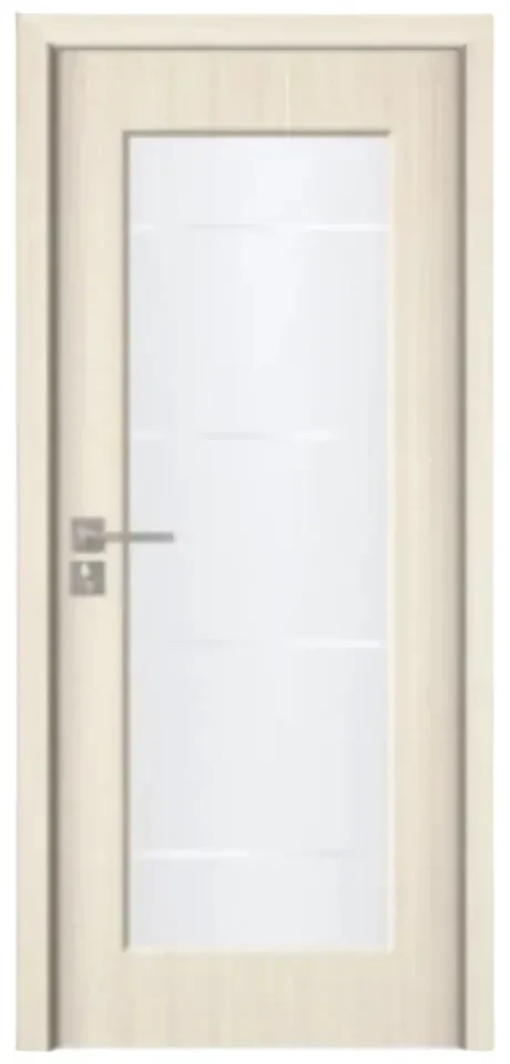 Usa Interior din MDF Novo Doors ND110-1, Cadru din Lemn Masiv, Geam Sablat, KIT COMPLET, Toc , Manere si balamale incluse (Culoare: Gri, Dimensiune: