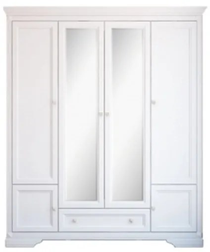 Dormitor Kleo cu Dulap 4 Usi MDF Alb