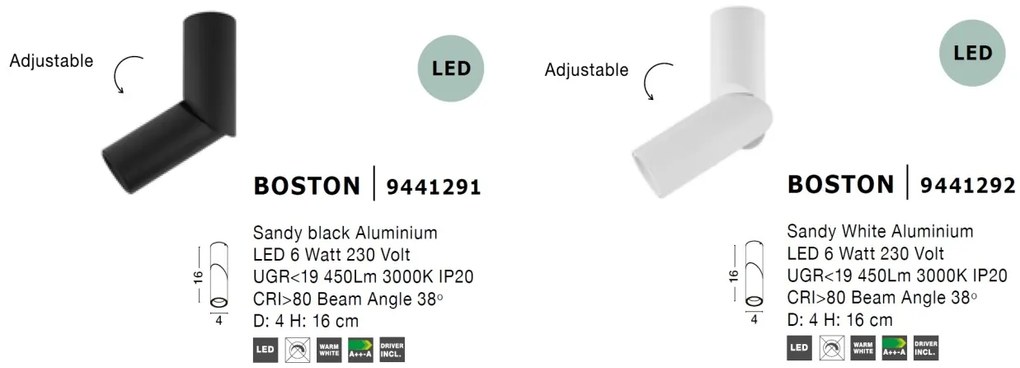 Spot LED aplicat ajustabil design modern BOSTON alb