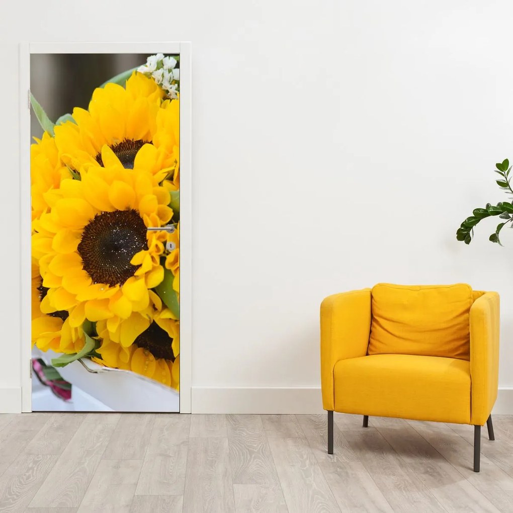 Fototapet pentru ușă - Buchetul miresei din floarea soarelui (95x205cm)