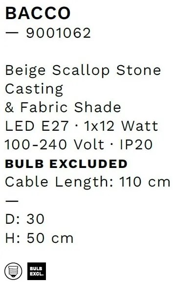 Veioza/Lampa de masa design decorativ, BACCO H 50cm