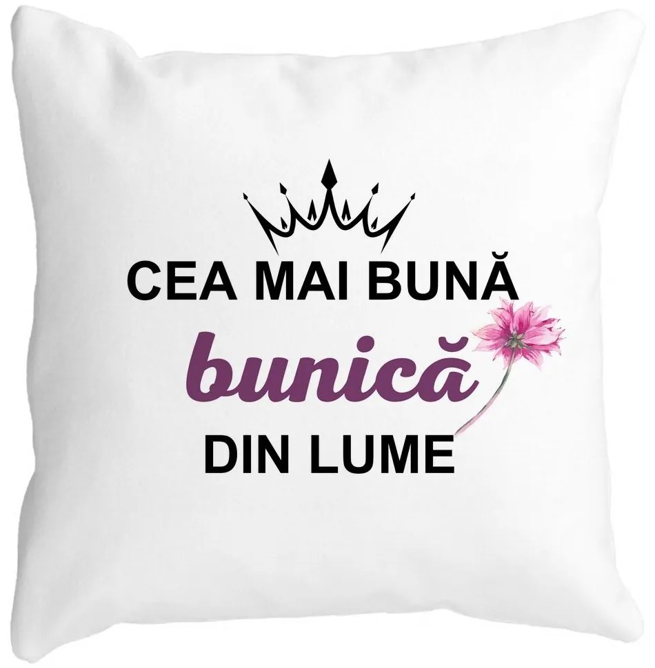 Perna Decorativa pentru Bunica 12, 40x40 cm, Alba, Mata, Husa Detasabila, Burduf