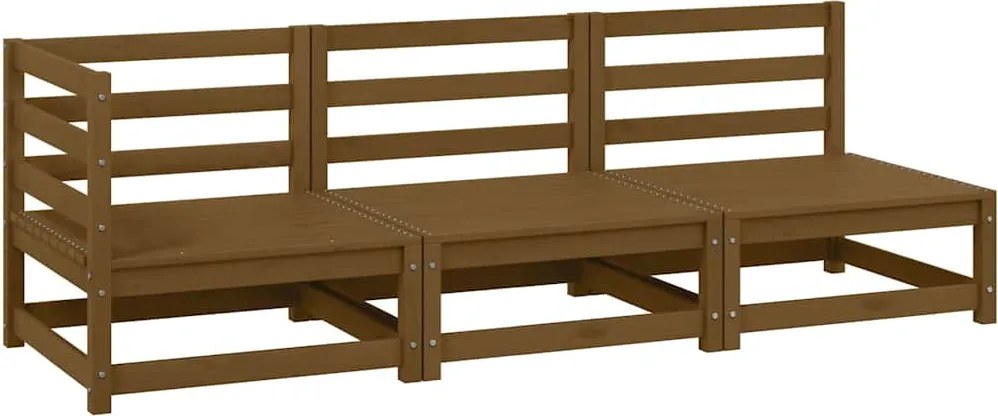 vidaXL Set mobilier de grădină, 3 piese, maro miere, lemn masiv de pin