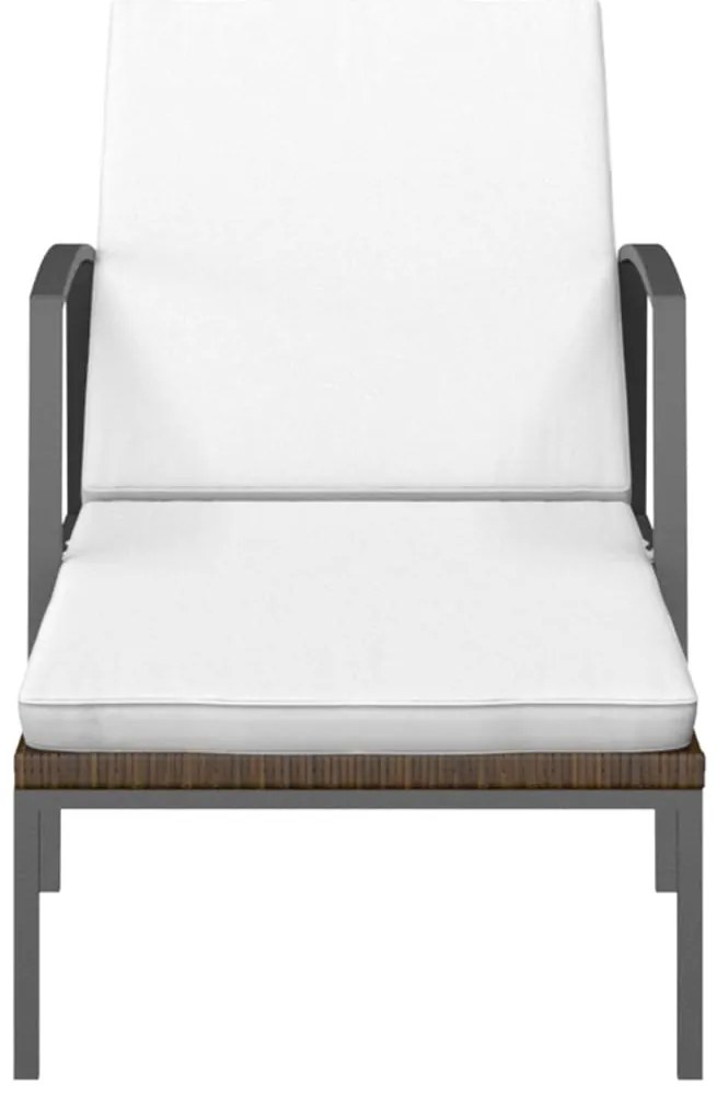 Sezlonguri de plaja cu masa, 2 buc., maro, poliratan