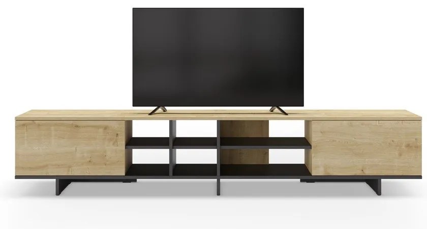 Masă TV în culoare naturală cu aspect de lemn de stejar 230x44 cm Cequoia – Marckeric