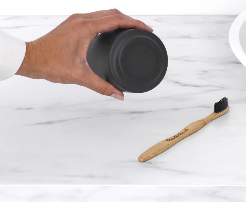 Suport periute de dinti Brabantia MindSet 1005684, Curatare usoara, Deschidere larga, Acoperire minerala, Gri inchis