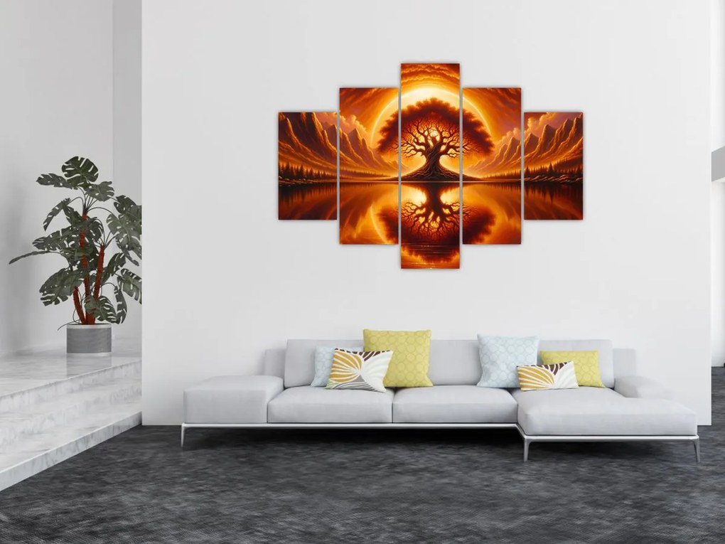 Tablou – Arbore în soare sângeriu (150x105 cm)