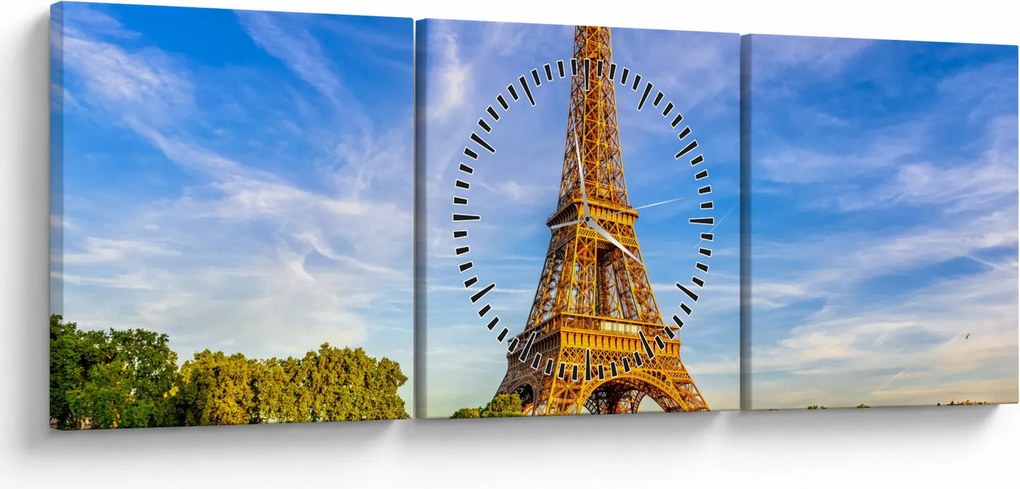 Tablou- Turnul Eifel (cu ceas) (90x30 cm)