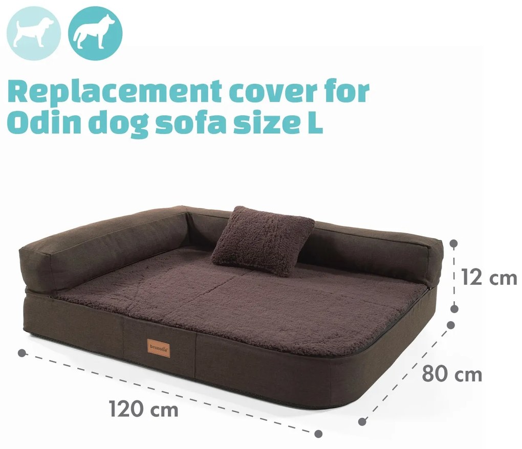Odin, husă de rezervă, ​​culcuș pentru câine, lavabil, antiderapant, respirabil, dimensiunea L (120 × 12 × 80 cm)