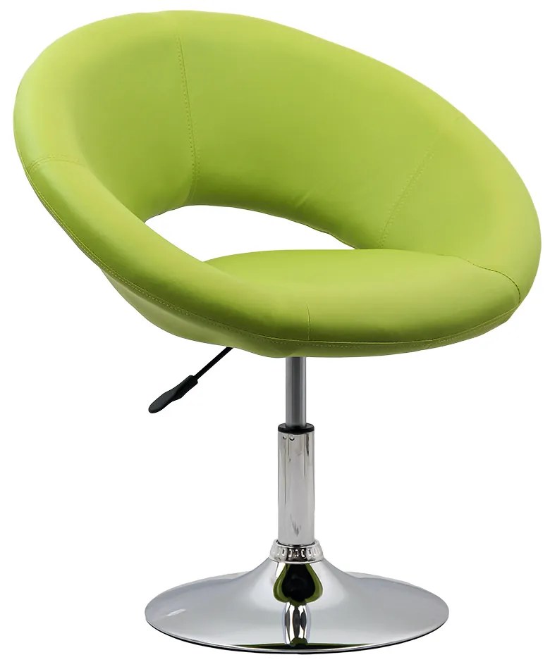 Scaun lounge verde REL 218 din piele ecologică cu cadru cromat reglabil