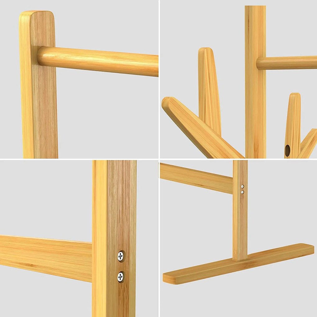 Casaria Suport de haine de bambus RADO, 66x40x163,3cm, maro