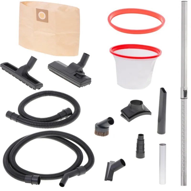 Aspirator industrial Camry CR 7045, 3400W, 20 kPa, Uscat si umed, 4 filtre, 25L, Inox/Rosu