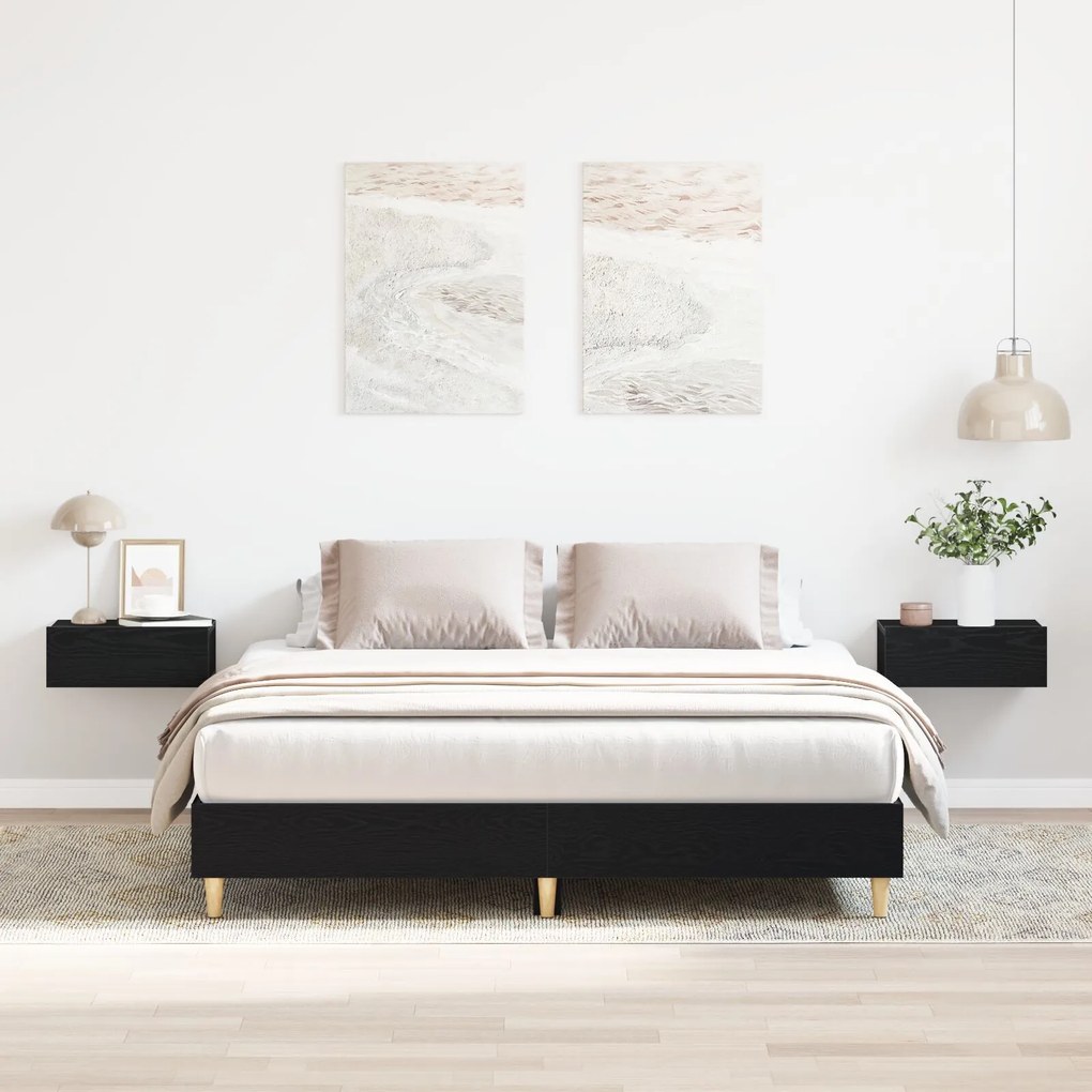 vidaXL Cadru de pat Stejar Negru 140 x 200 cm Lemn compozit