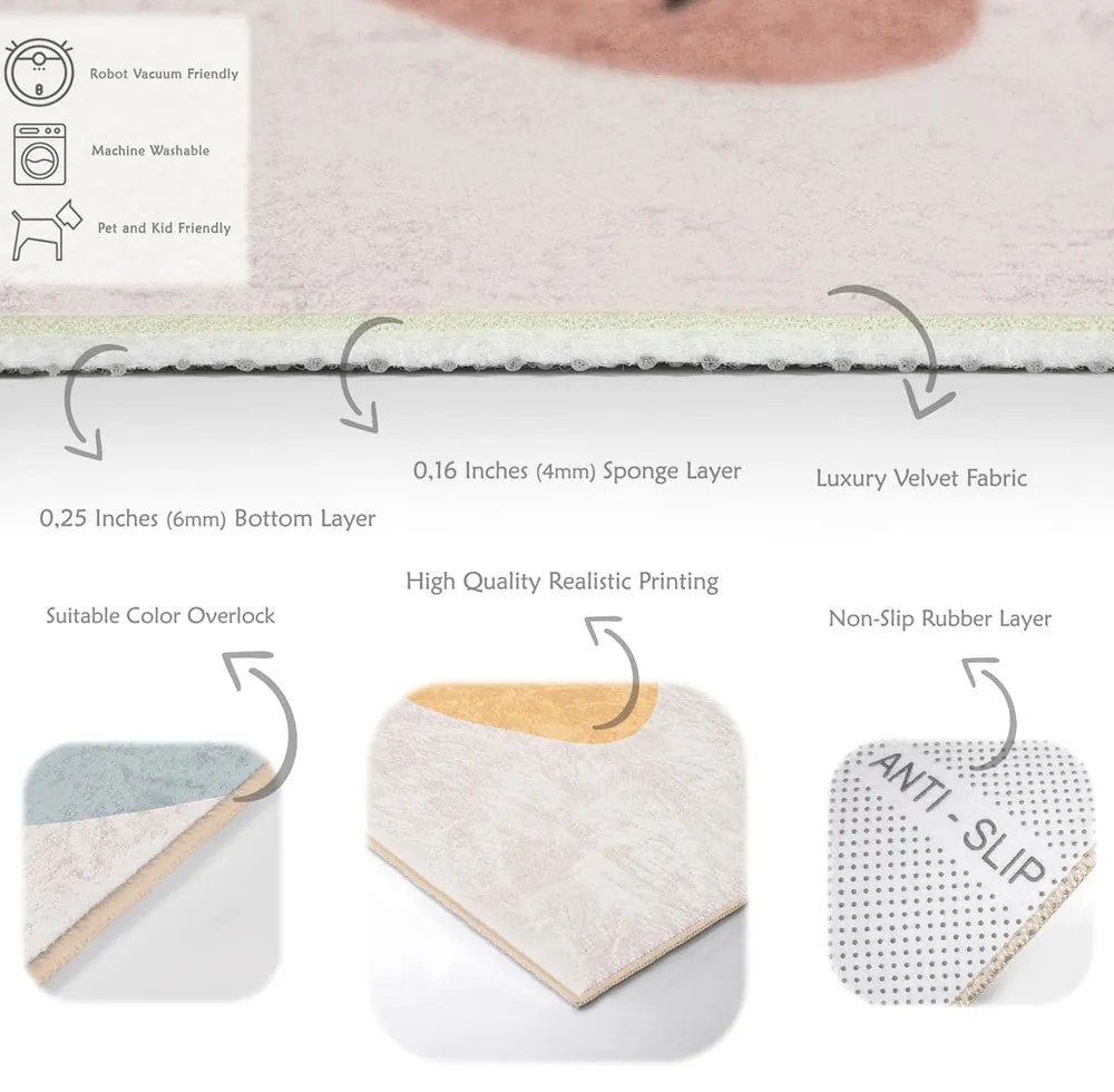 Covor tip traversă crem lavabil 80x200 cm Illustrated Autumn – Mila Home