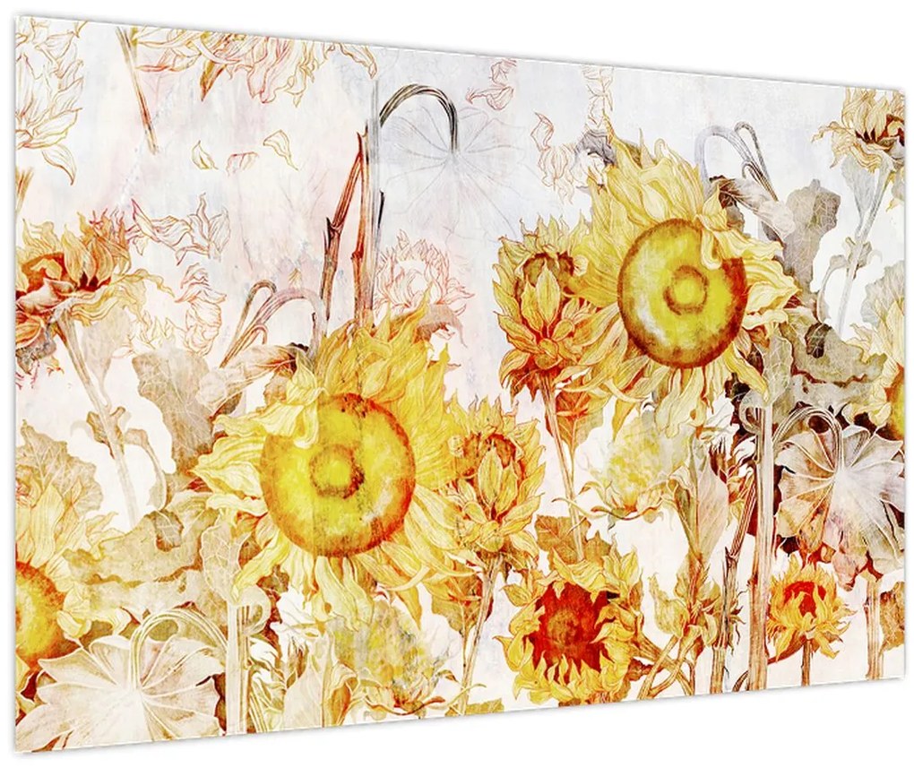 Tablou - Floarea-soarelui,pictură (90x60 cm)
