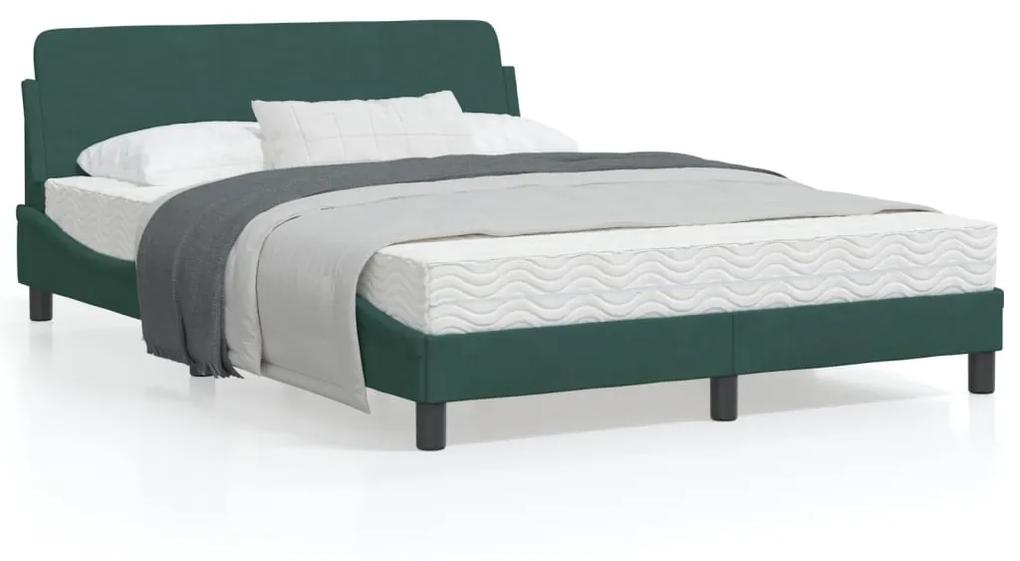 373175 vidaXL Cadru de pat cu tăblie, verde închis, 140x190 cm, catifea