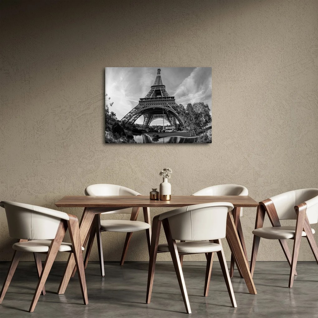 Tablou - Turnul Eiffel, alb-negru (70x50 cm)