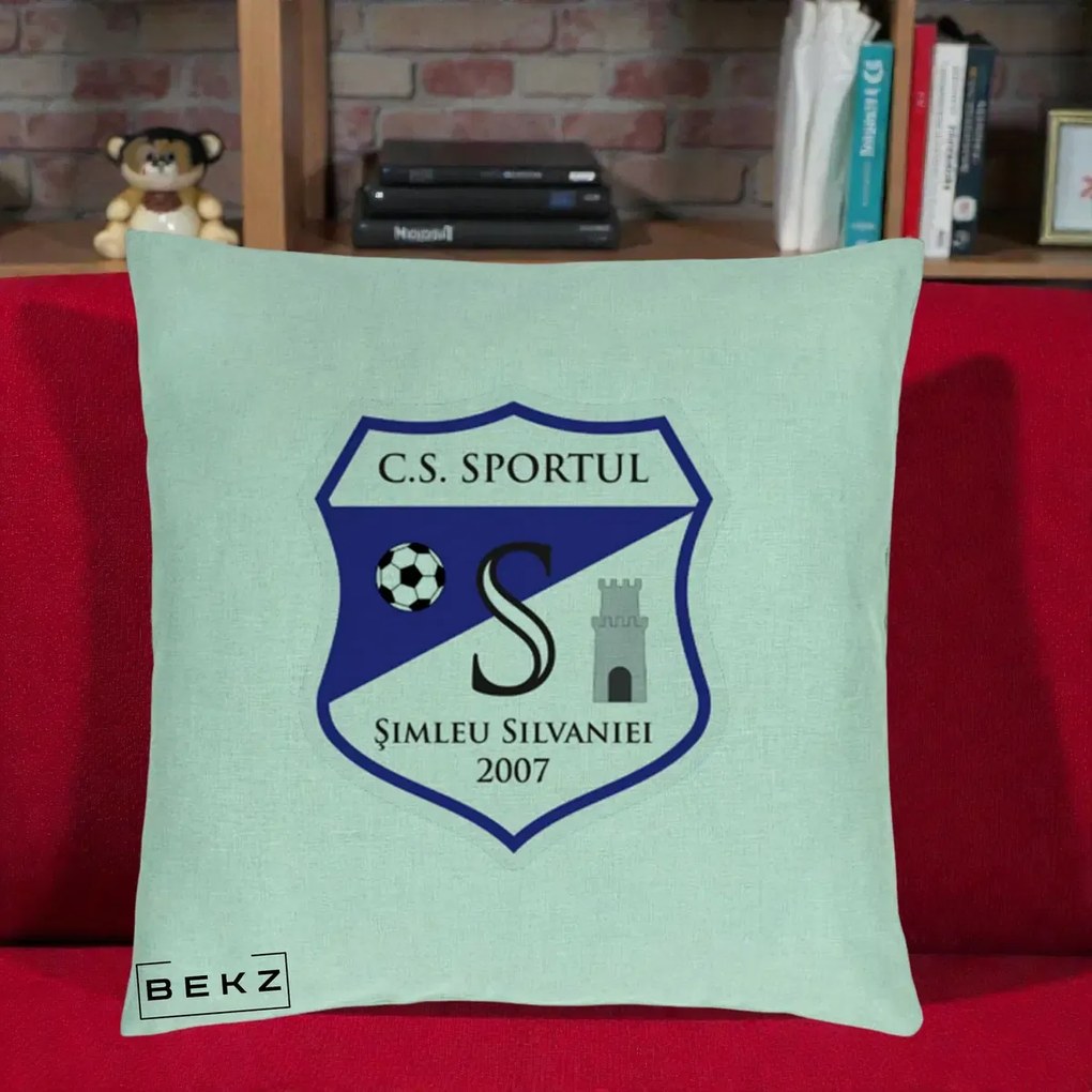Perna Personalizata CS Sportul Simleu Silvaniei 2007, 40x40 cm, Verde Menta, Husa Detasabila, Perna Inclusa, BEKZ®