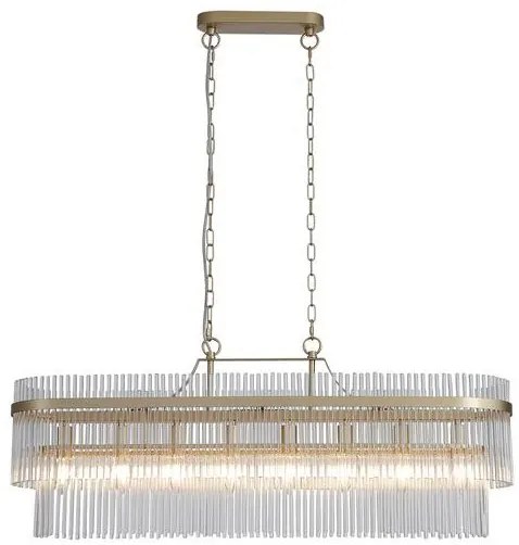 Candelabru oval modern metal auriu, tije din sticla Lara