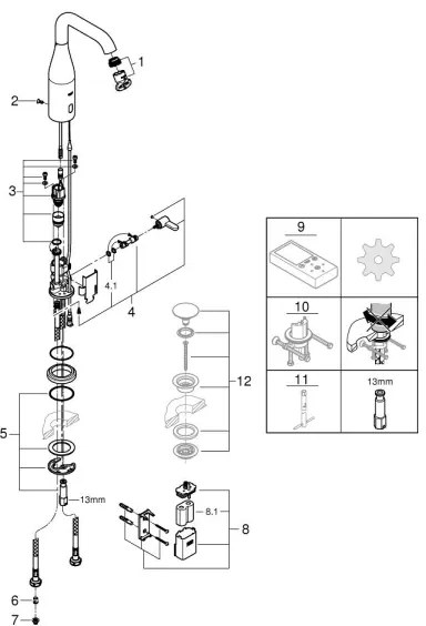 GROHE ESSENCE E - baterie electronică pentru lavoar cu senzor infraroșu, crom lucios (36445000)